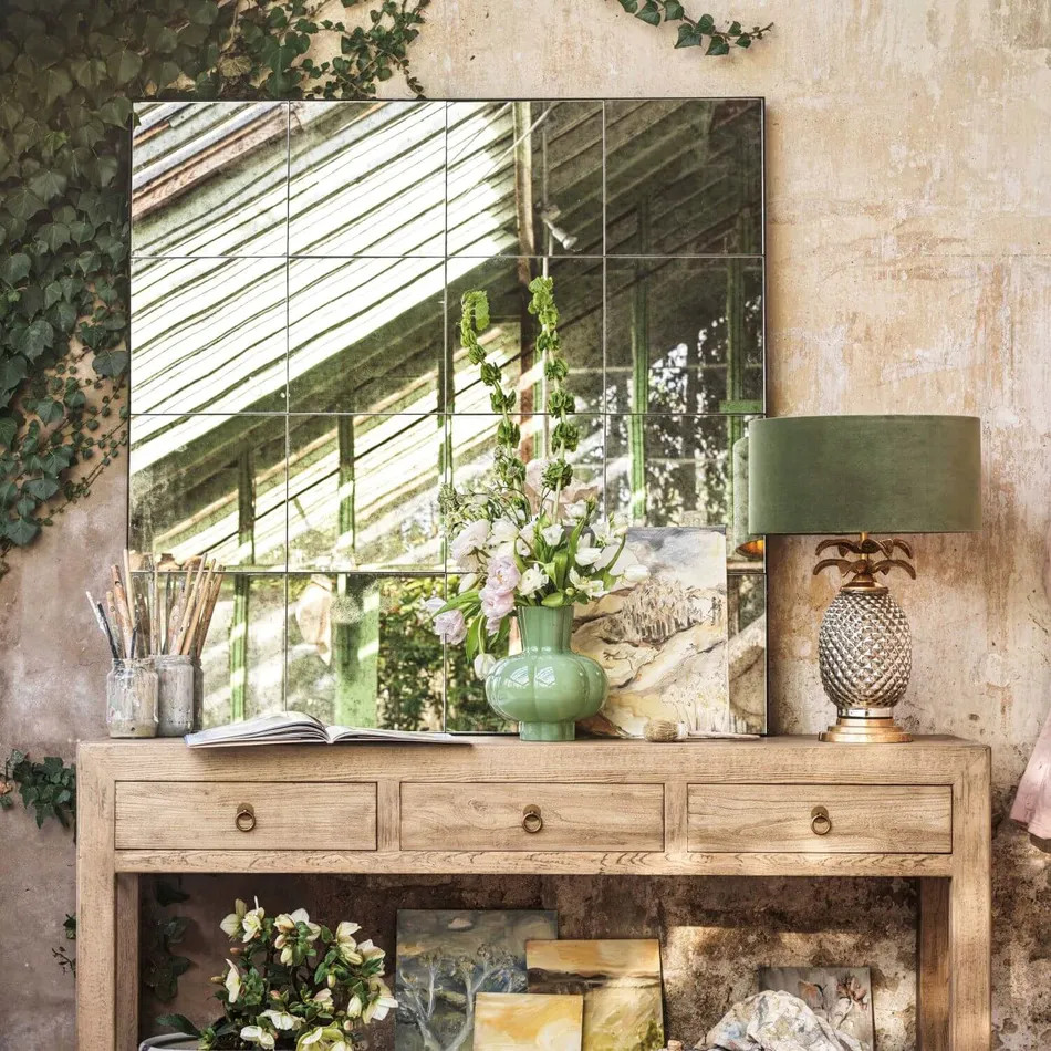 Antiqued Squares Wall Mirror | Graham and Green