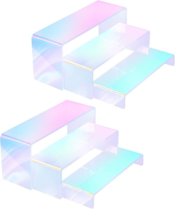 Iridescent Acrylic Display Risers, 6pcs Rainbow Display Stand Rectangular Stands Showcase Transpa... | Amazon (US)