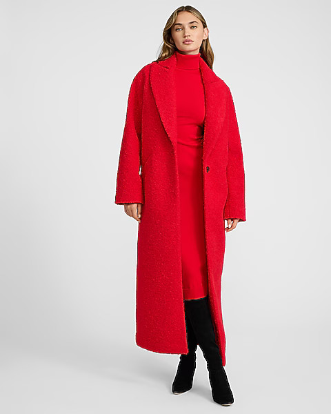 Boucle Single Button Maxi Coat | Express