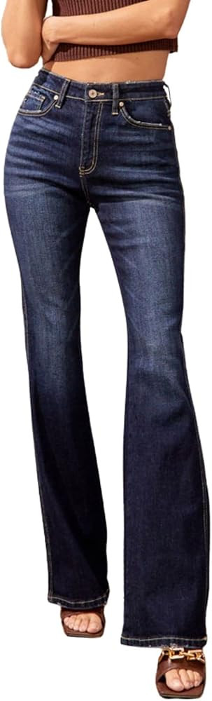 Kan Can Women's High Rise Flare Jeans - KC7340D | Amazon (US)