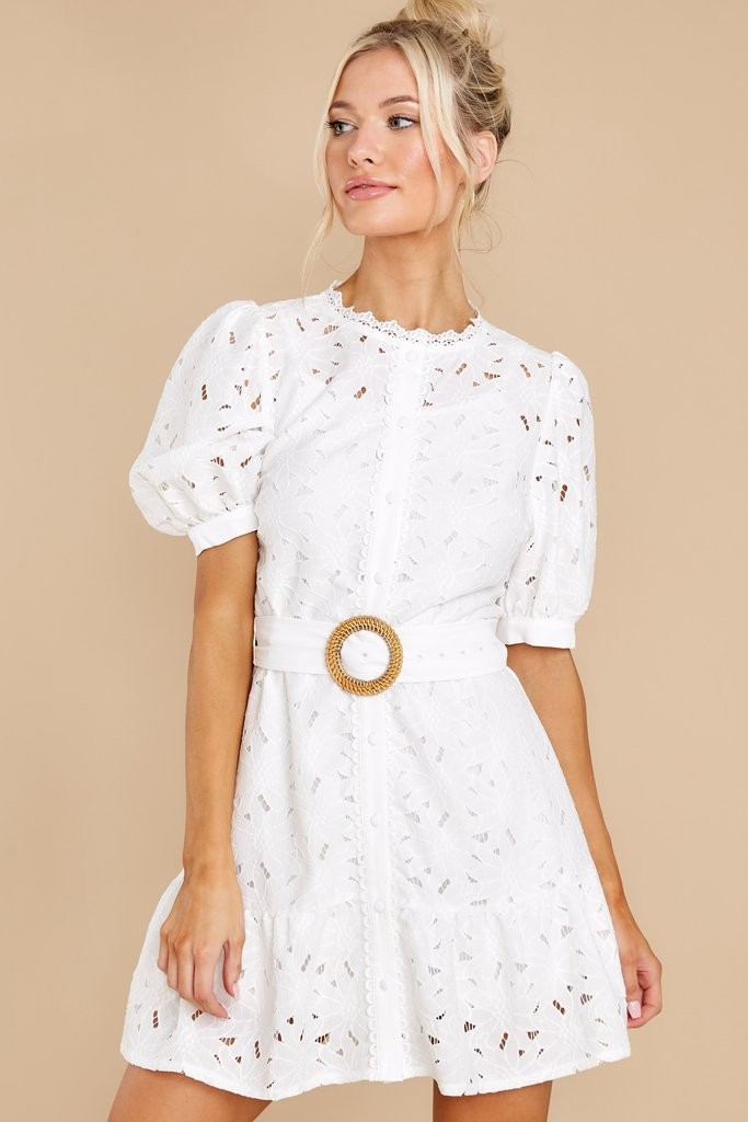 Pretty Perfect White Floral Eyelet Dress | Red Dress 