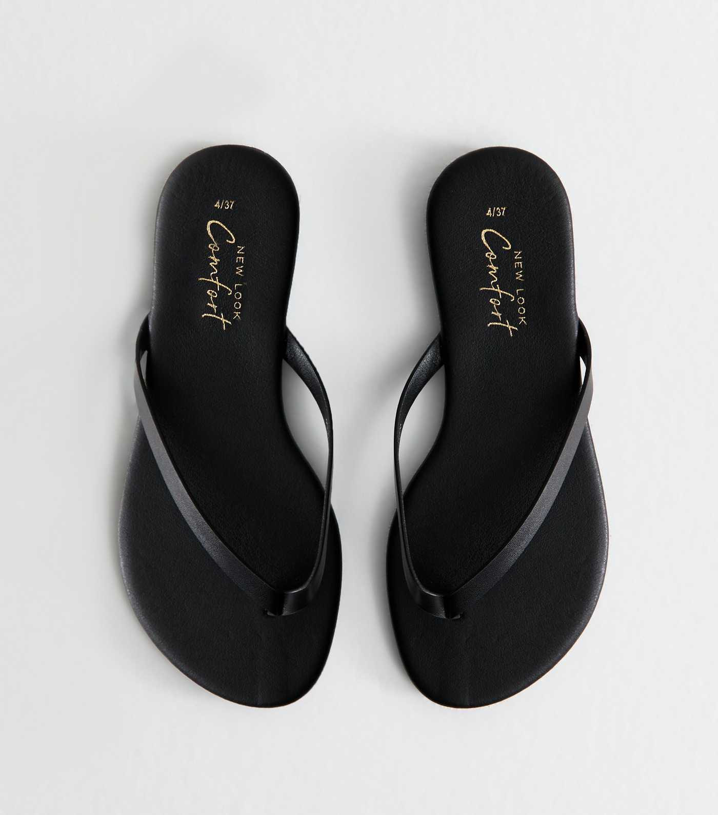 Black Faux Leather Thong Strap Sandals
						
						Add to Saved Items
						Remove from Saved It... | New Look (UK)