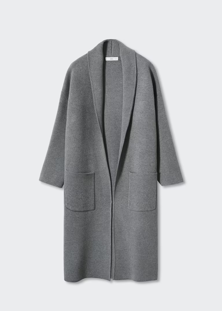 Oversized knitted coat with pockets | MANGO (US)