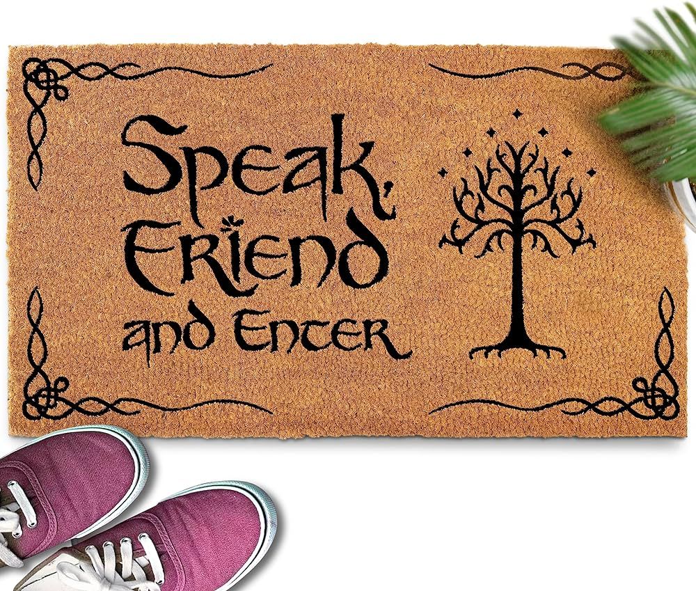 Speak Friend and Enter Doormat 30x17 Inch, The Lord of the Rings Merchandise Welcome Mat Funny, S... | Amazon (US)