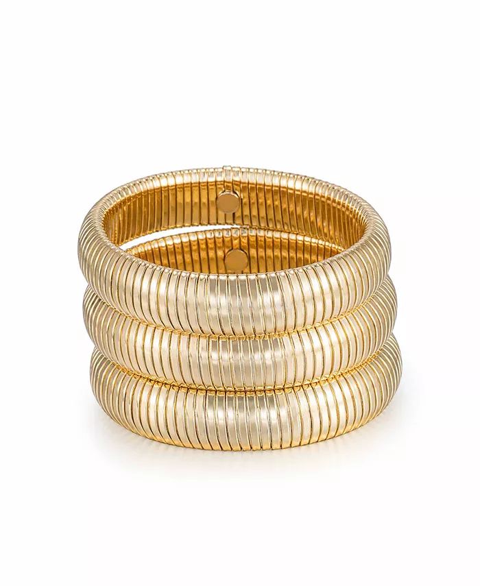 Golden Hour Flex Snake Chain Stretch Bracelet Set, 3 Pieces | Macy's