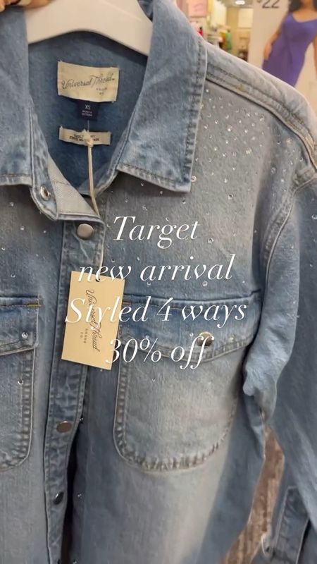 Target new embellished denim shacket on sale 30% off styled 4 ways 

Fall outfit 
Thanksgiving outfit 
Casual outfit 
Target style
Travel outfit 
Fall dress 
Shacket 
Denim shacket 


#LTKsalealert #LTKfindsunder50 #LTKstyletip