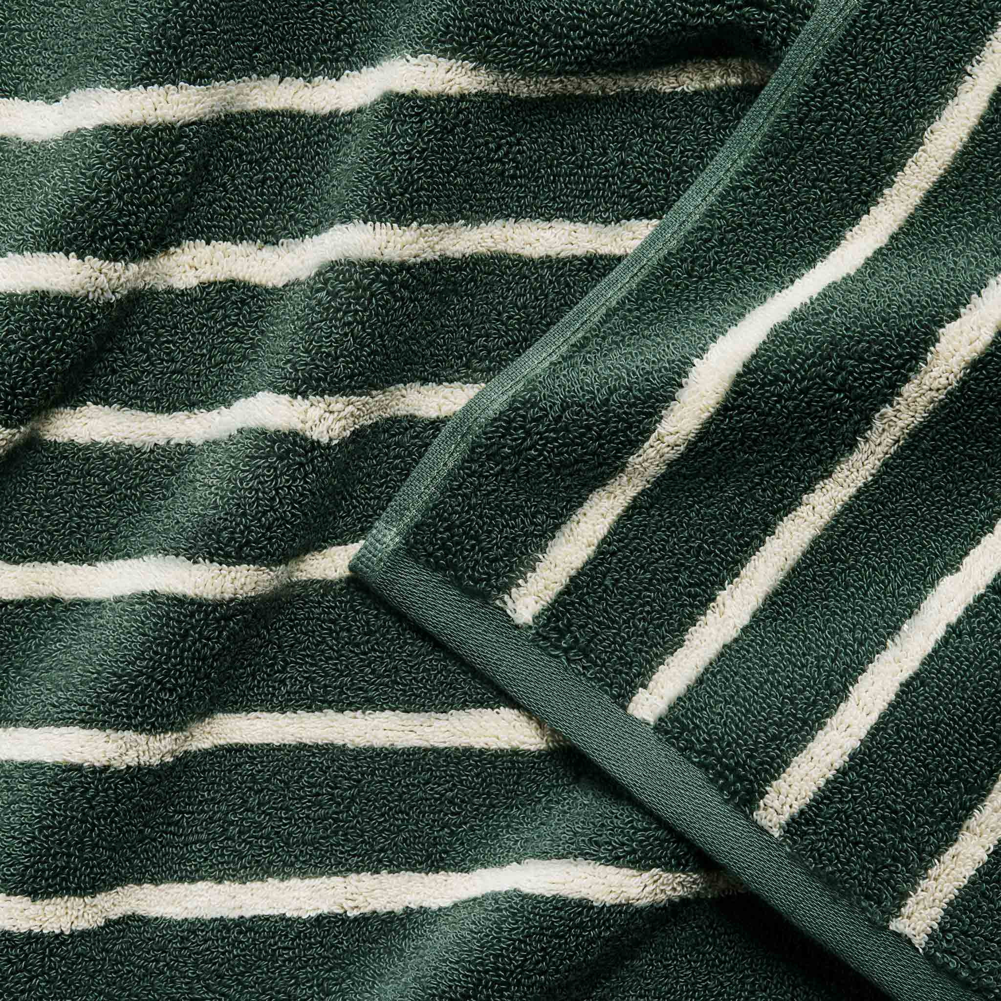 Brooklinen Super-Plush Turkish Cotton Bath Sheet Bundle in Striped Botanical Green | Brooklinen