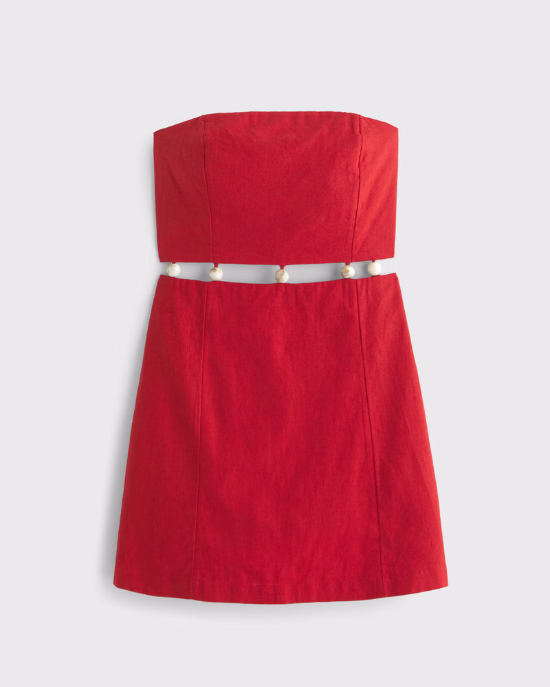 Beaded Strapless Mini Dress | Abercrombie & Fitch (US)