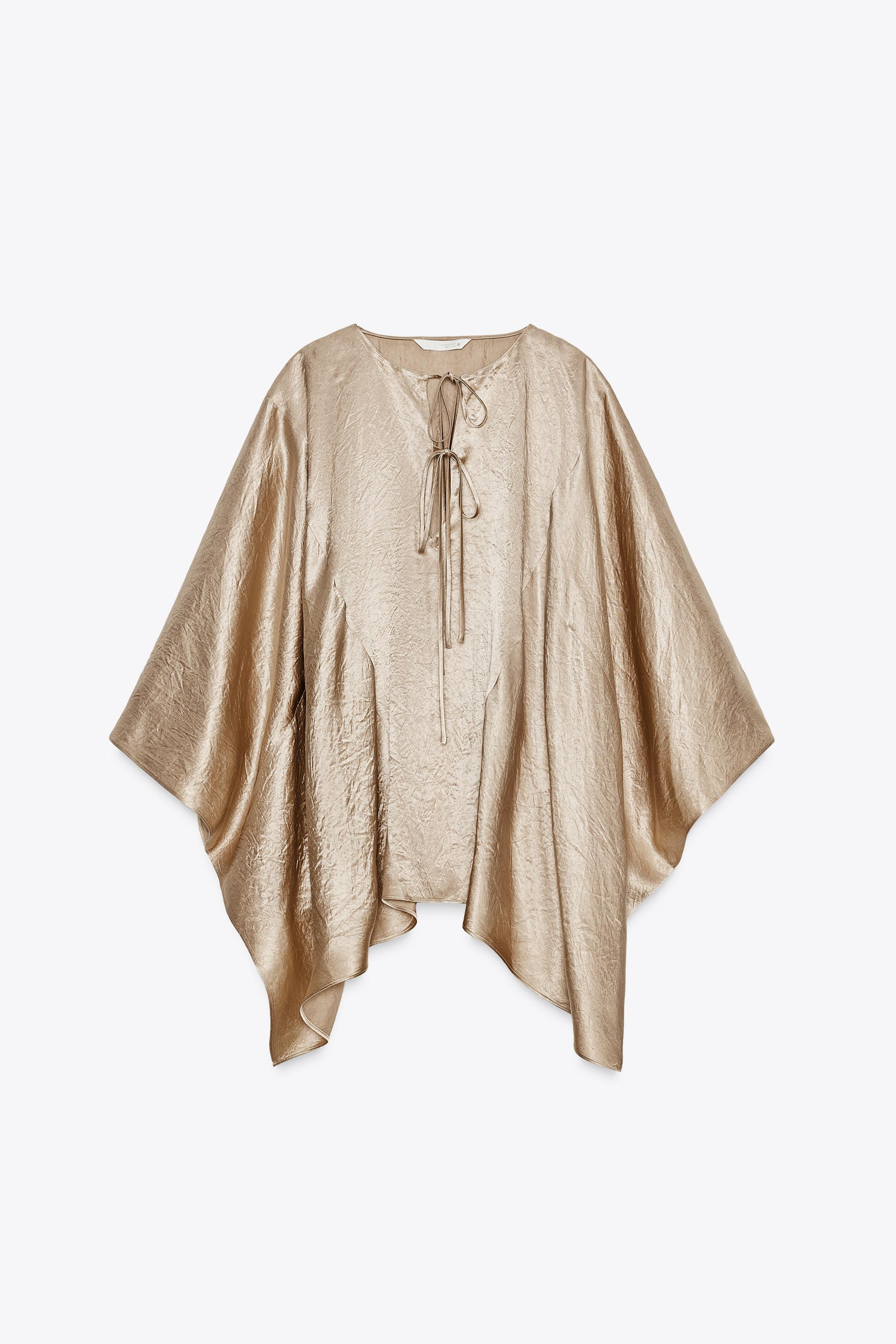 ZW COLLECTION SATIN EFFECT CAPE SHIRT | Zara US