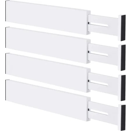 Bamboo Drawer Dividers,12-17" Adjustable Kitchen Drawer Organizer for Clothes,4 Pack Expandable Drawer Organization Separators for Bedroom,Bathroom,Dresser and Office,Natural | Walmart (US)