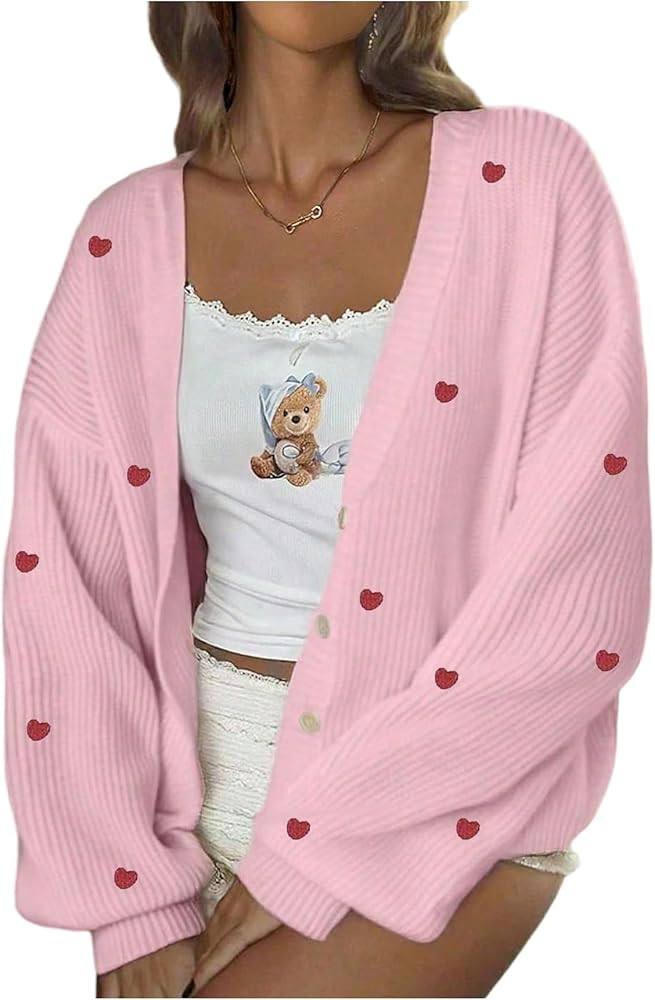 WDIRARA Women's Open Front Cardigans Long Lantern Sleeve Oversized Knit Outerwear | Amazon (US)