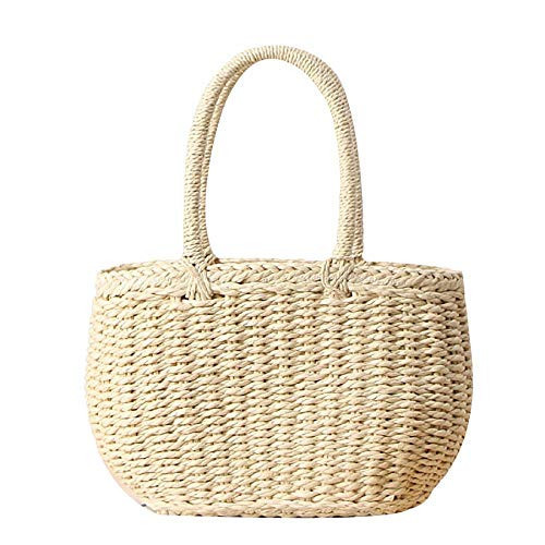 FENBEN Straw Bags for Women, Hand-woven Straw Small Hobo Bag Round Handle Ring Tote Retro Summer Beach Rattan bag (Beige) | Amazon (US)