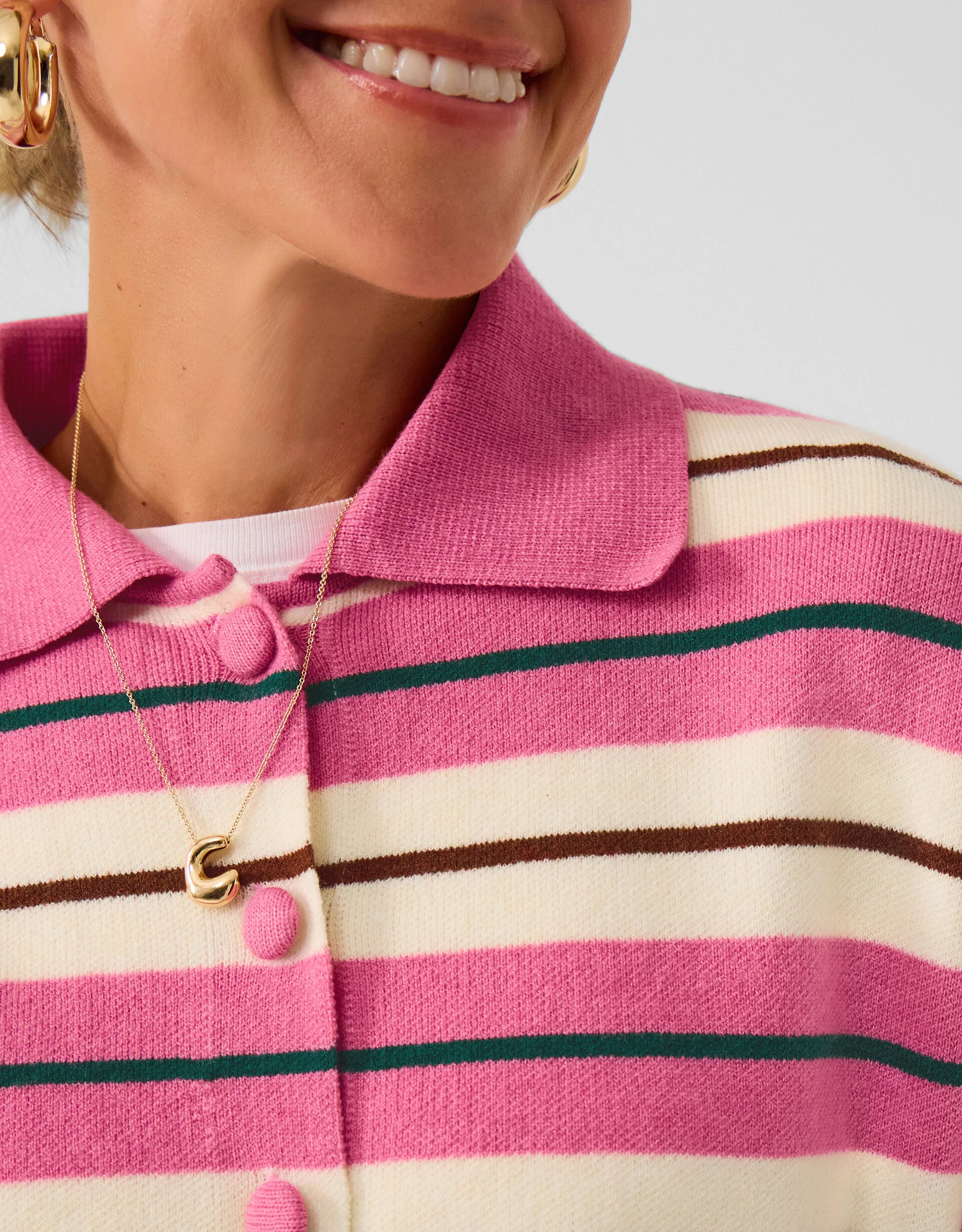 Accessorize x Good Manners Stripe Collar Cardigan ​ Pink | Accessorize (Global)