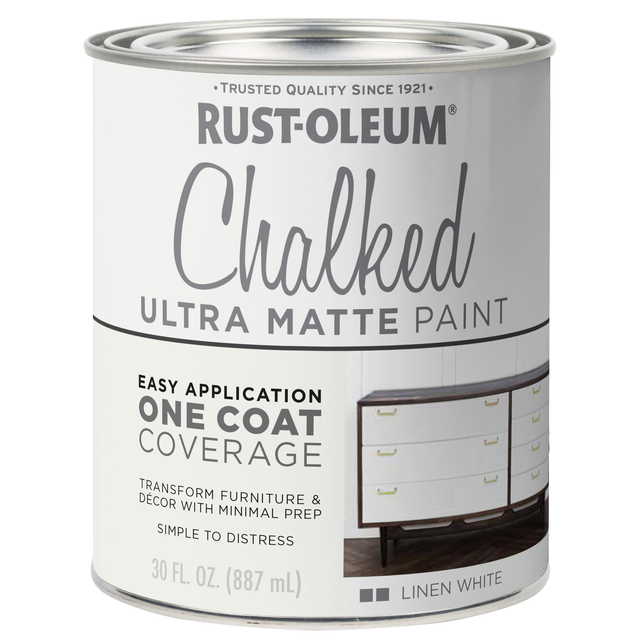 Rust-Oleum 285140 Chalked Ultra Matte Paint, 30 fl oz, Ultra Matte Linen White | Amazon (US)