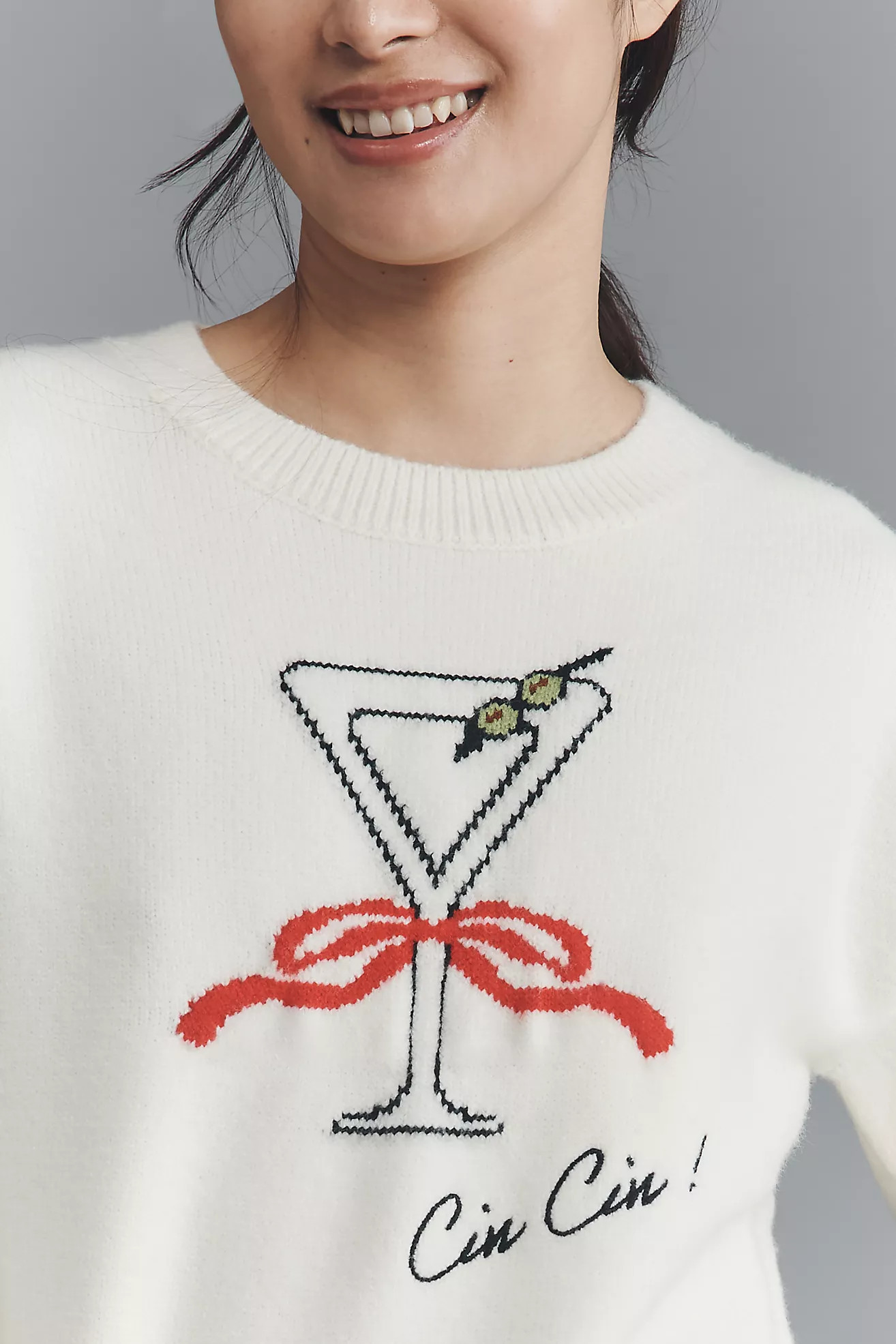 English Factory Cocktail Motif Sweater | Anthropologie (US)