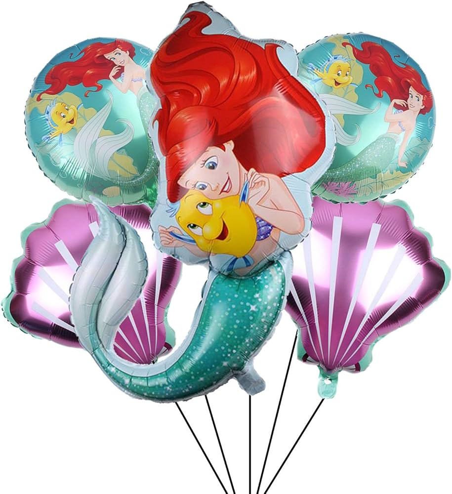 5PCS Mermaid Foil Balloons Balloons Mermaid Shell Balloons Helium Mylar Foil Balloon for Mermaid ... | Amazon (US)