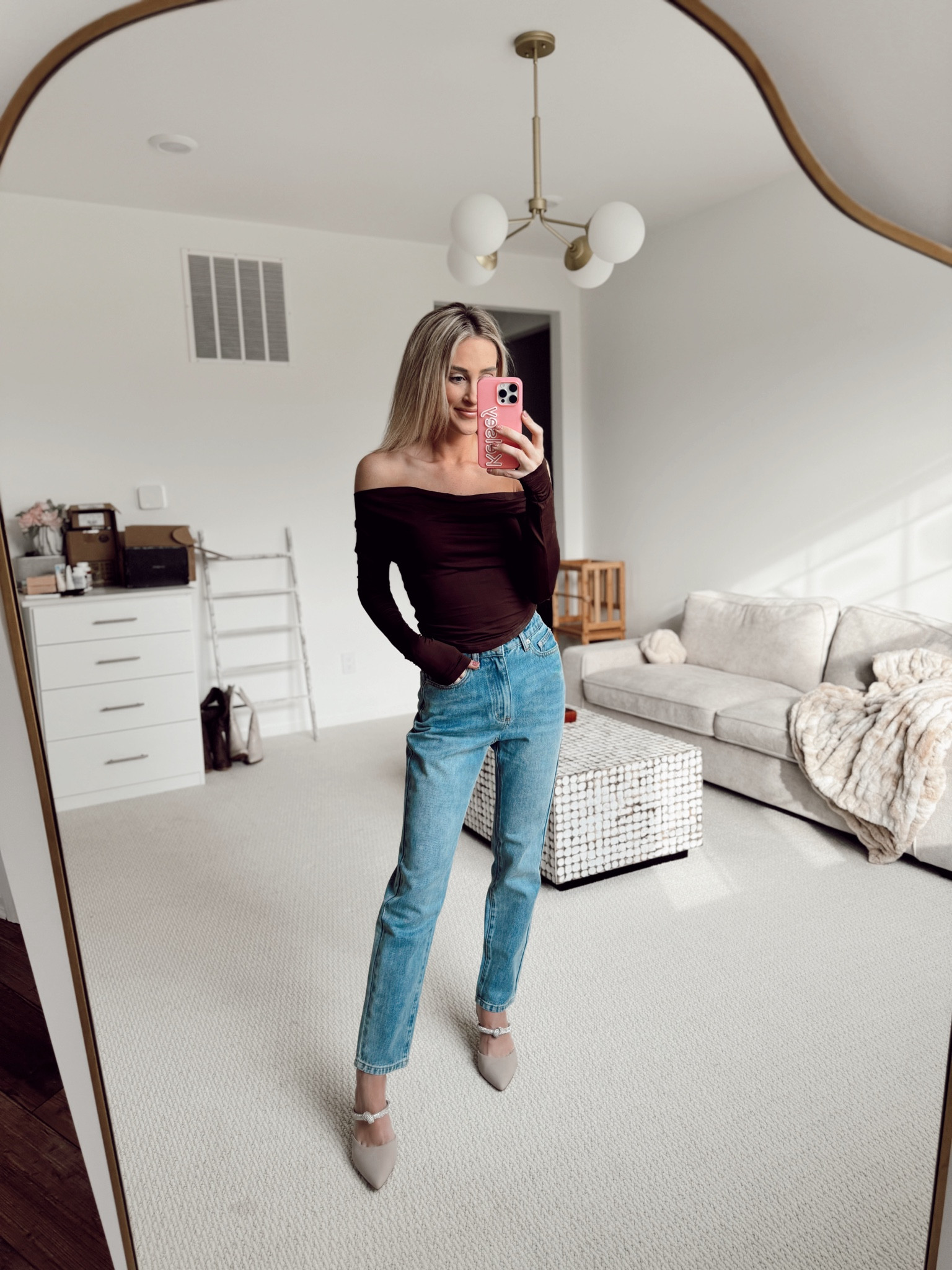 Date night outfit, mom fashion, scowl neck top, showpo haul, mom jeans, heels 

#LTKFindsUnder50 #LTKShoeCrush #LTKSaleAlert