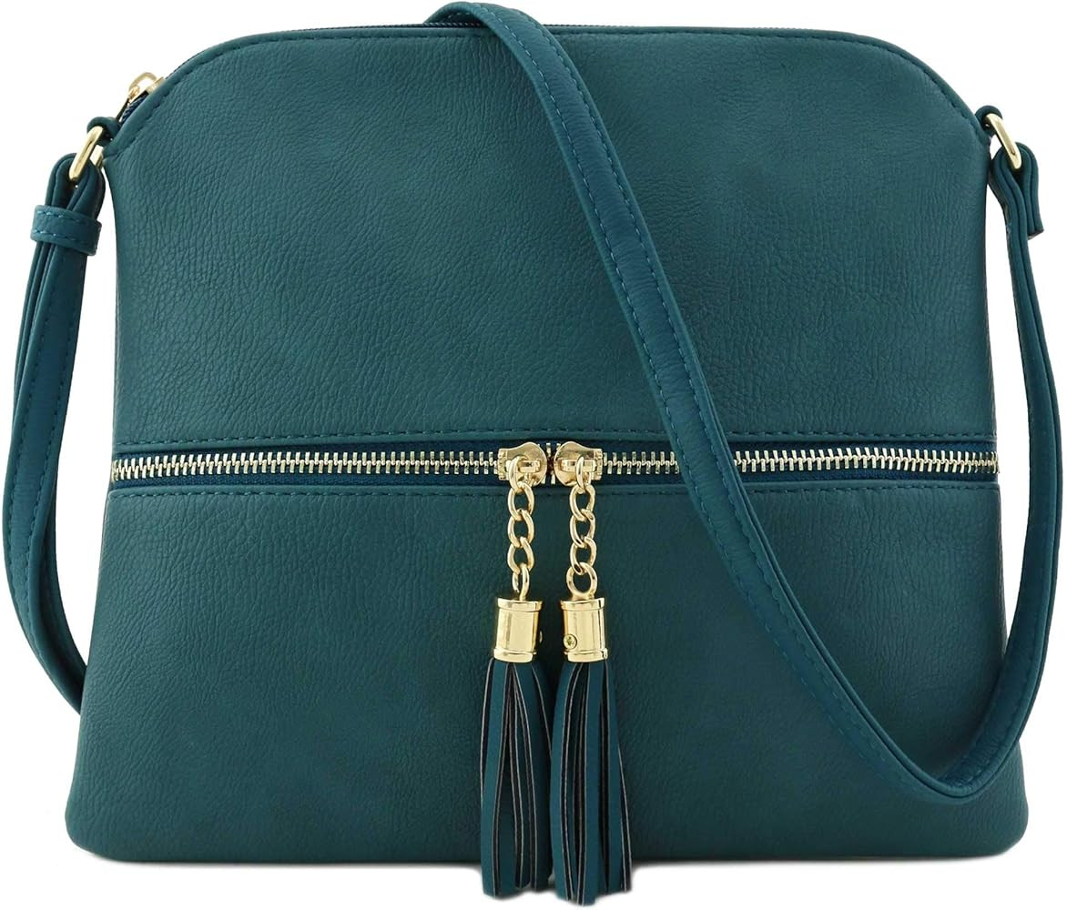 Lightweight Medium Crossbody Bag with Tassel | Amazon (US)