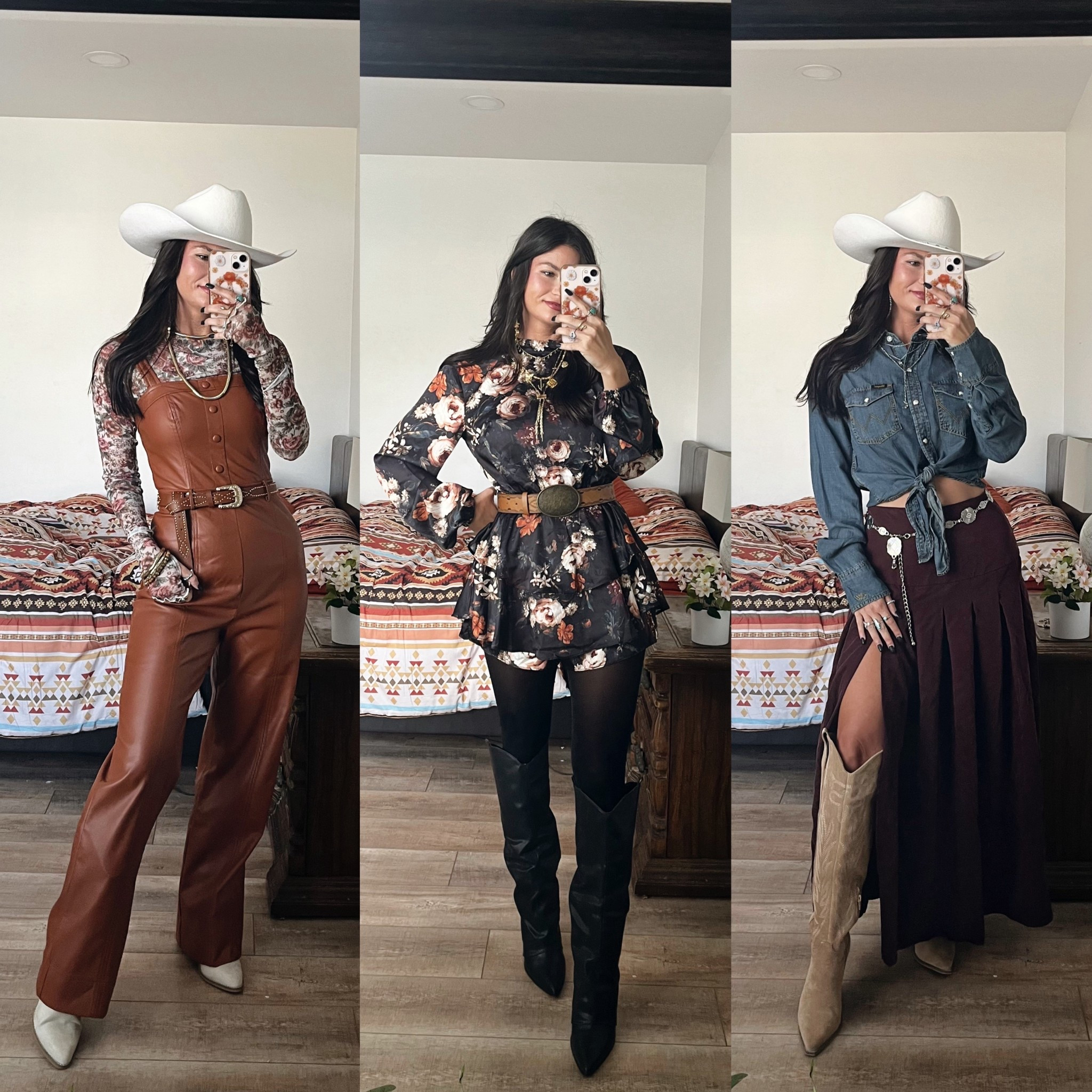 Fall or Thanksgiving outfits! Leather overalls, dark floral romper, or denim button down & maxi skirt! 

Code LORIG30 to save on romper 
Code LORI20 to save on gold necklacee

#LTKHoliday #LTKSeasonal #LTKStyleTip