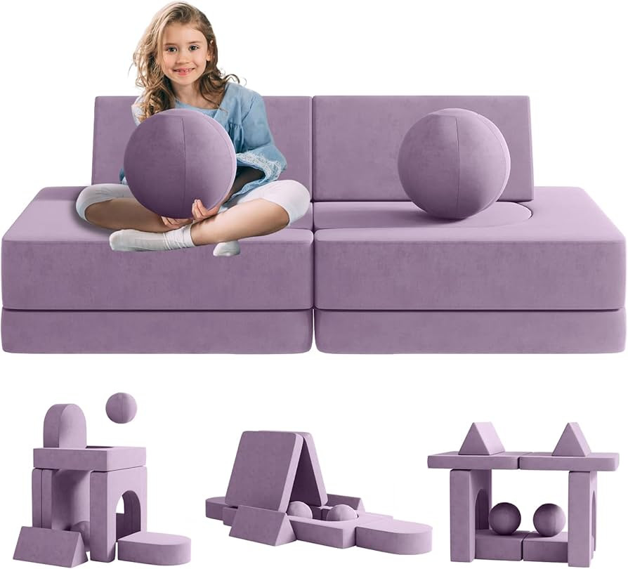 linor Kids Couch Toddler Couch 9pcs Kids Sofa Couch with Spherical Module and Tunnel Elements, To... | Amazon (US)
