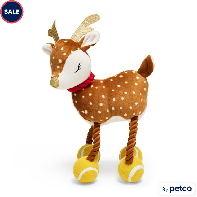 Merry Makings Doe Plush Rope Tennis Ball Dog Toy, Large | Petco