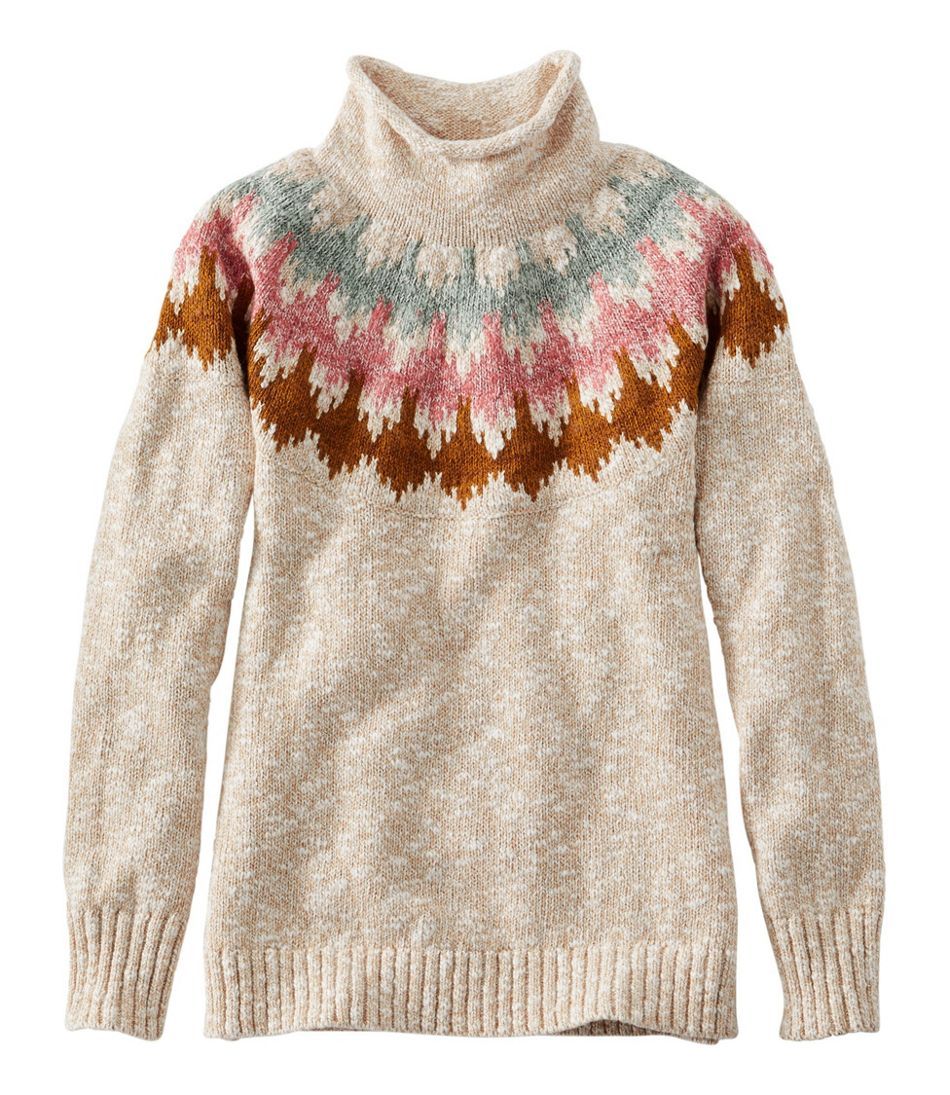 Cotton Ragg Sweater, Funnelneck Pullover Fair Isle | L.L. Bean