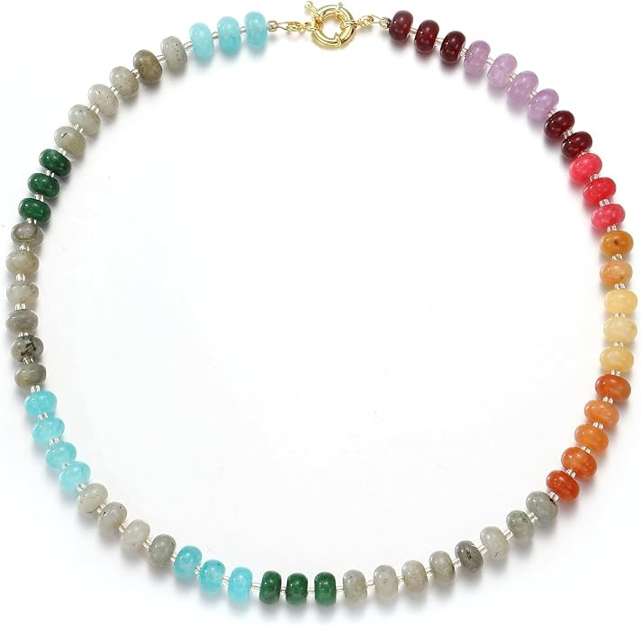 Beaded Gemstone Necklace for Women Summer Beach Handmade Jewelry | Amazon (US)
