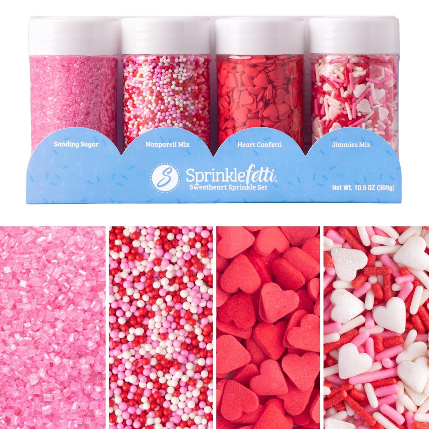 Sweets Indeed Sprinkles, Valentines Sprinkles, Heart Shapes, 4 Pack, Edible Sprinkle Mix, Perfect... | Amazon (US)