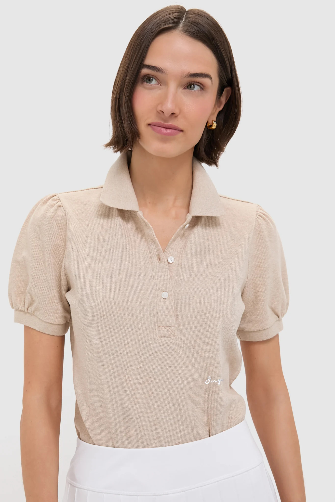 Sandstone Pique Puff Sleeve Peggy Polo | Tuckernuck (US)