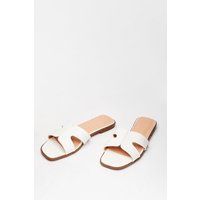 Womens Croc What We Expected Faux Leather Flat Sandals - White - 4, White | NastyGal (UK, IE)