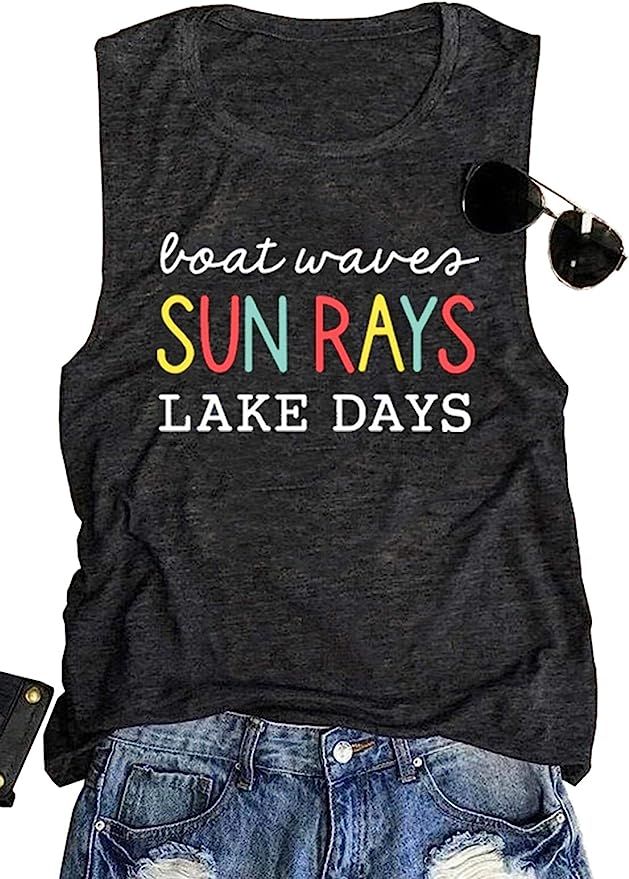 Sun Salt Sand Coconut Tree Tank Tops Women Cute Sleeveless Beach Vacation Shirt Letter Print Summ... | Amazon (US)