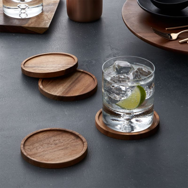 Acacia Wood Coasters Set of 4 + Reviews | Crate and Barrel | Crate & Barrel