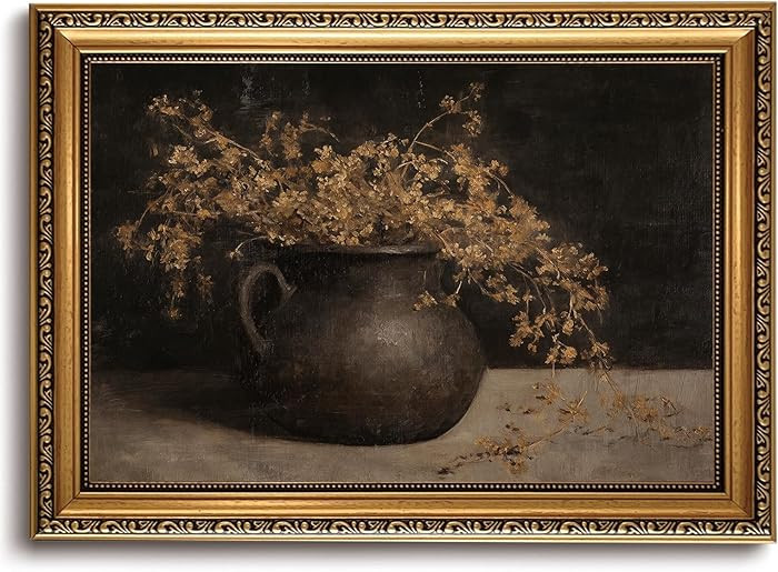 KISSFOX Gold Framed Wall Art Vintage Wall Decor Flower Canvas Art Botanical Pictures Still Life F... | Amazon (US)