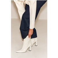 Cream Point Toe Block Heel Ankle Boot | PrettyLittleThing UK