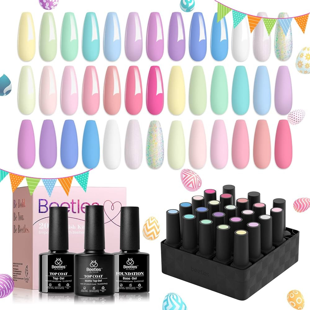 Beetles Gel Nail Polish Kit 20 Colors with 3Pcs Base Gel Glossy Matte Top Coat 2023 Spring Pastel... | Amazon (US)