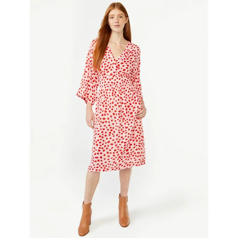 Free Assembly Women's Tie Back Dolman Sleeve Midi Dress, Walmart Spring Outfit | Walmart (US)