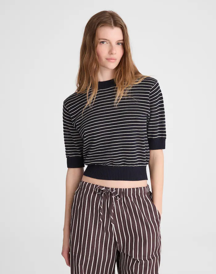 Textural-Stitch Crewneck Sweater in 100% Cotton | Madewell