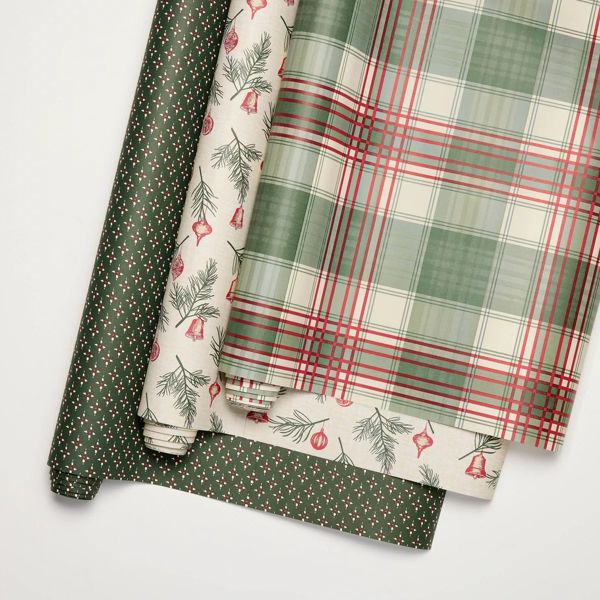 Set of 3 12' Plaid Starburst Ornament Pine Sprigs Gift Wrap - Hearth & Hand™ with Magnolia | Target