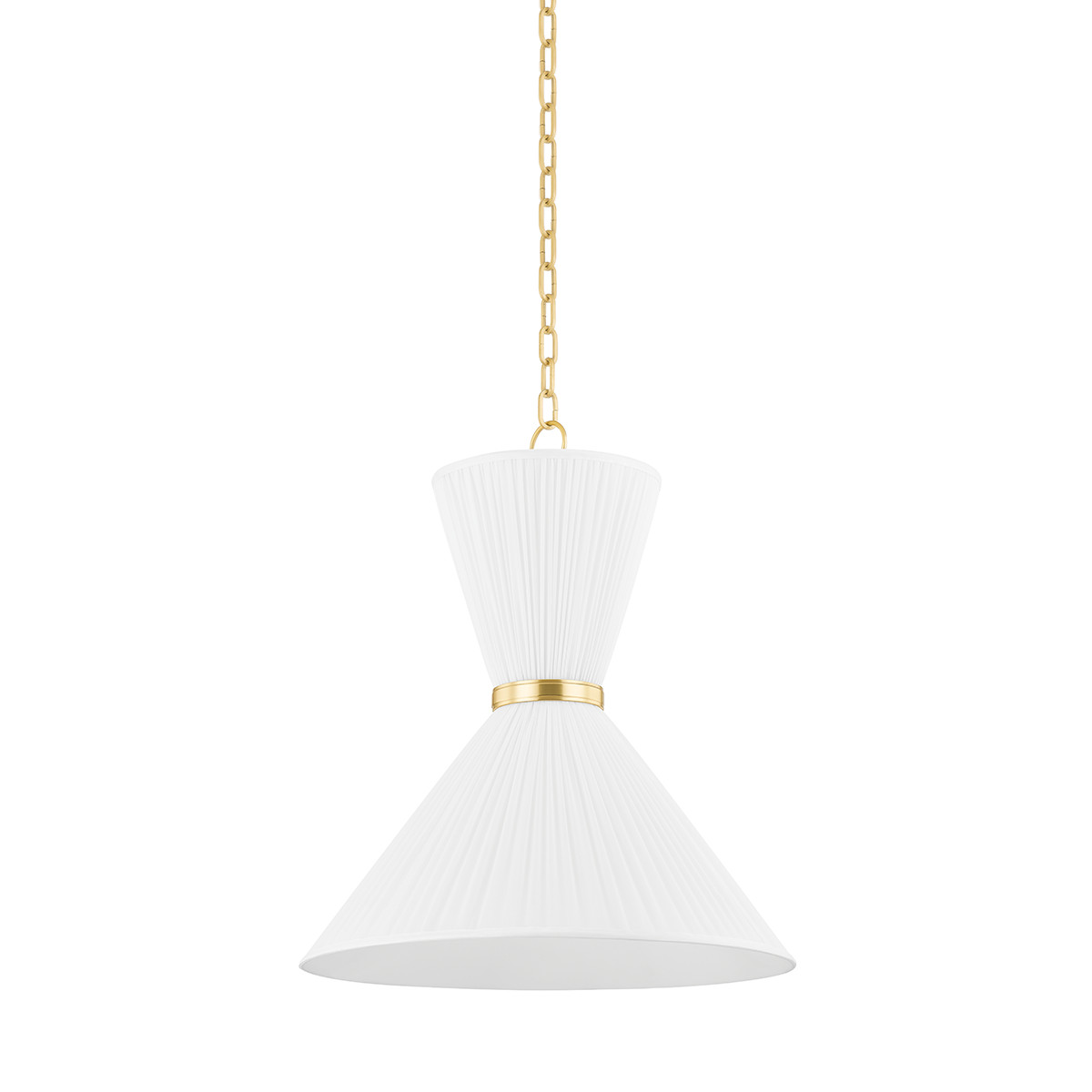 Erin Gathered Linen Brass Pendant Small | Mintly Home