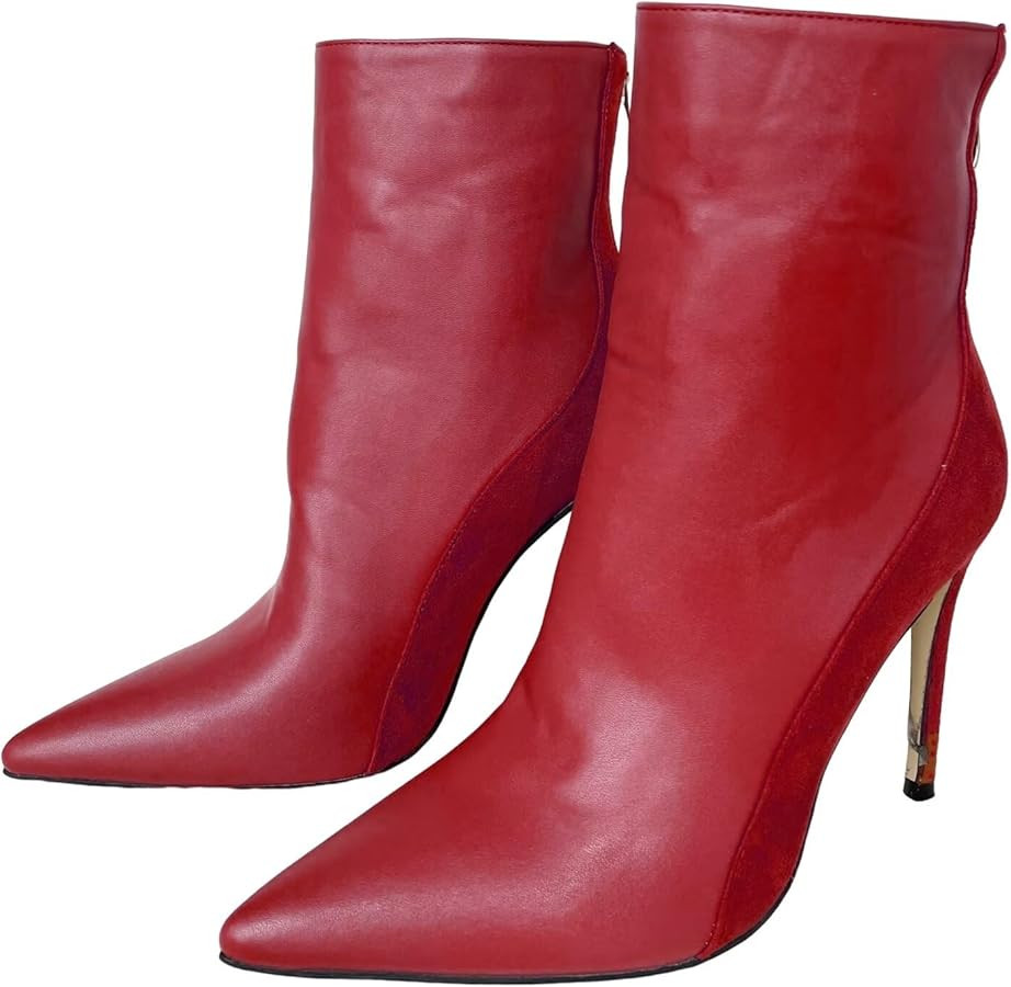 Frankie Hsu Bootie High Heeled Stiletto Black Brown Red Pink Faux Suede Thin Fashion Comfortable ... | Amazon (US)