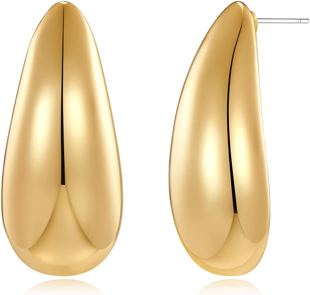 Long Waterdrop Earrings for Women Polished Droplet Earrings,Gold & Silver | Amazon (US)