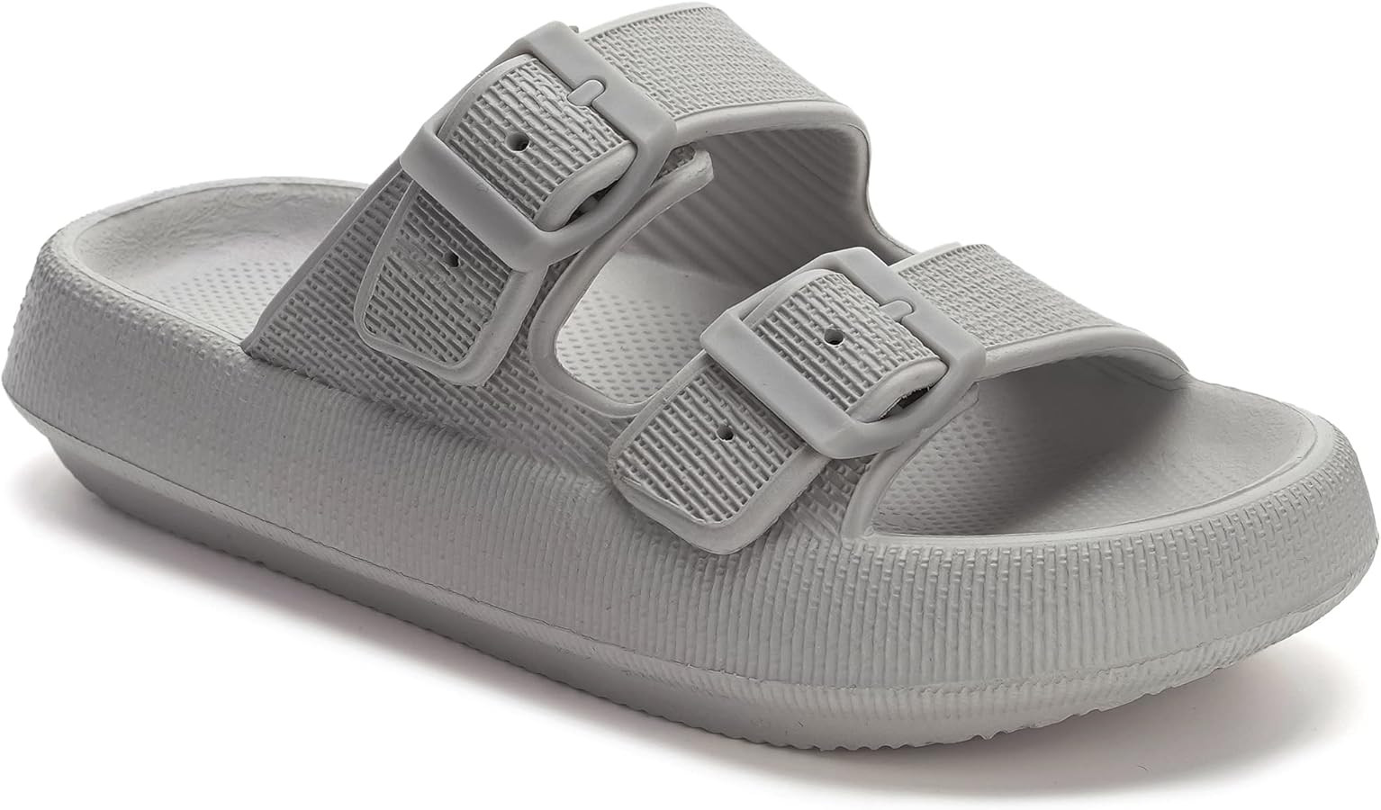 WHITIN Slides for Women Men Double Buckle Adjustable Thick Sole Pillow Slippers Bathroom Sandals | Amazon (US)