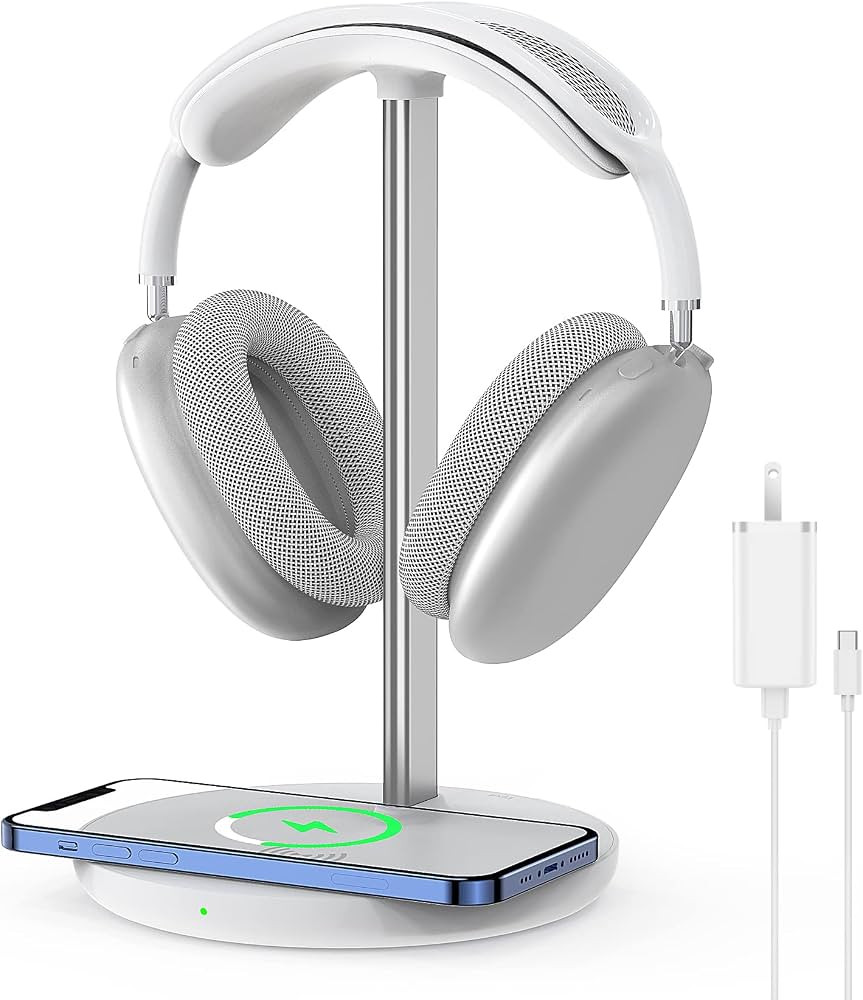 Headphone Stand with Wireless Charger, Gaming Headset Holder Hanger Rack 2 in 1 Wireless Charging... | Amazon (US)