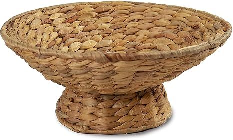 Wicker Pedestal Bowl | Hyacinth Footed Fruit Bowls for Table Centerpiece - Decorative Baskets for... | Amazon (US)