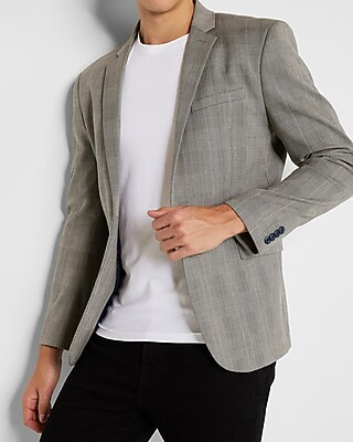 Slim Gray Plaid Hyper Stretch Suit Jacket | Express