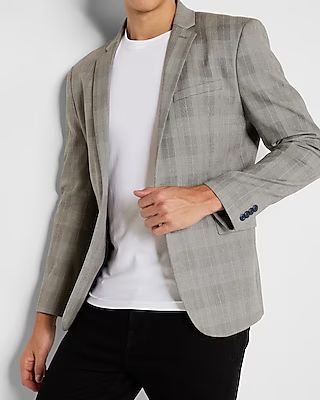 Slim Gray Plaid Hyper Stretch Suit Jacket | Express