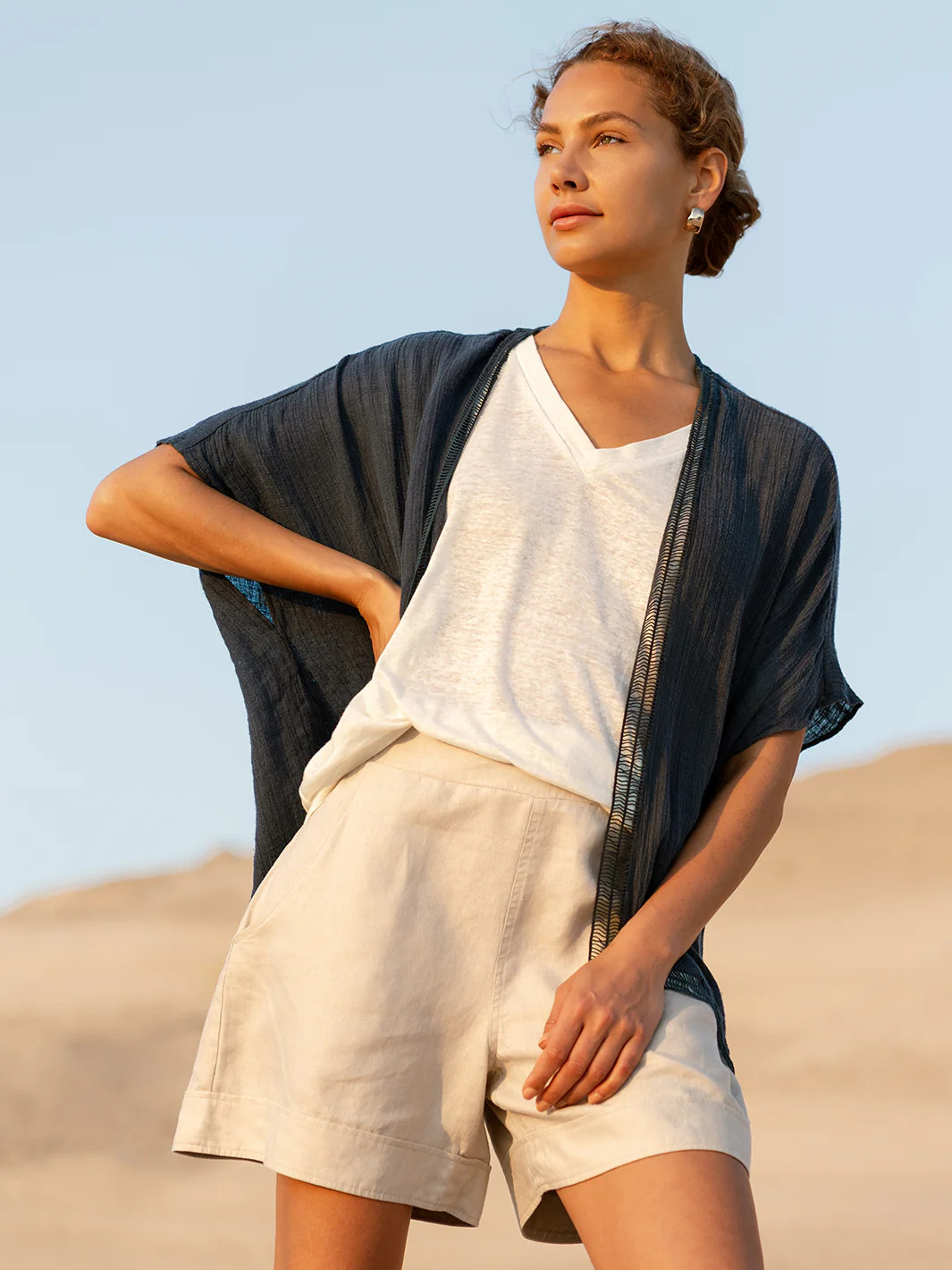 Rhea Linen Kimono Charcoal | Nomad the Label