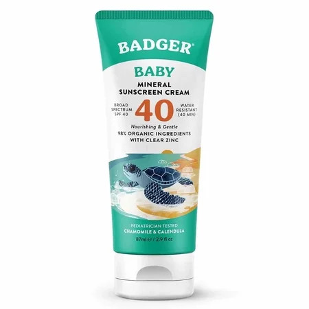 Badger Baby Mineral Sunblock SPF 40 Travel Size 2.9 fl oz Zinc Oxide Hypoallergenic Water-Resistant Kids Safe | Walmart (US)