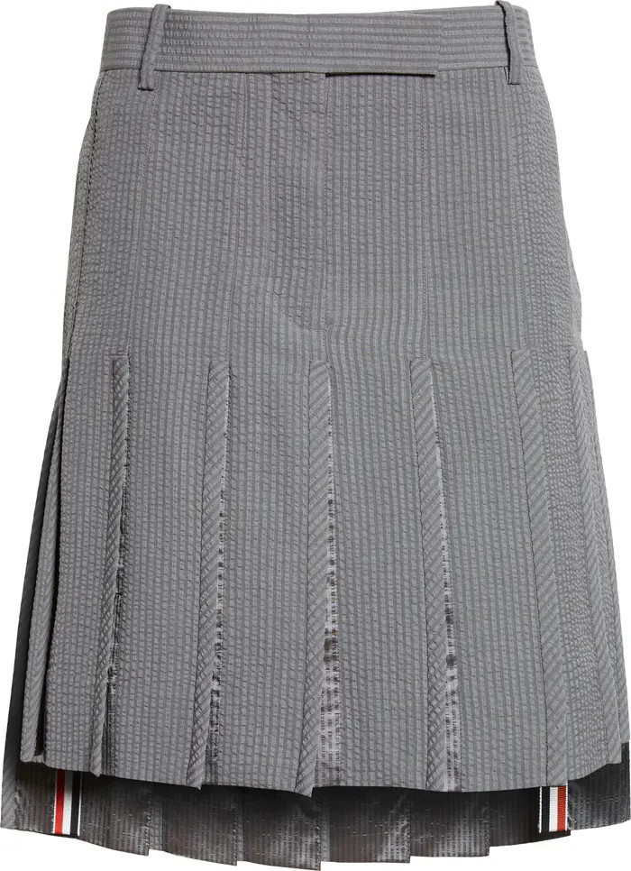 Pleated Low Rise Wool Seersucker Skirt | Nordstrom