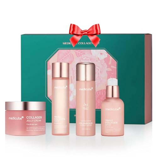medicube Pink Collagen Skincare Set | Gifts For Women Men | Holiday Gifts | 4-Step Korean Skincare Set with Niacinamide, Collagen & Hyaluronic Acid, Full-sized Skincare Gift | Amazon (US)